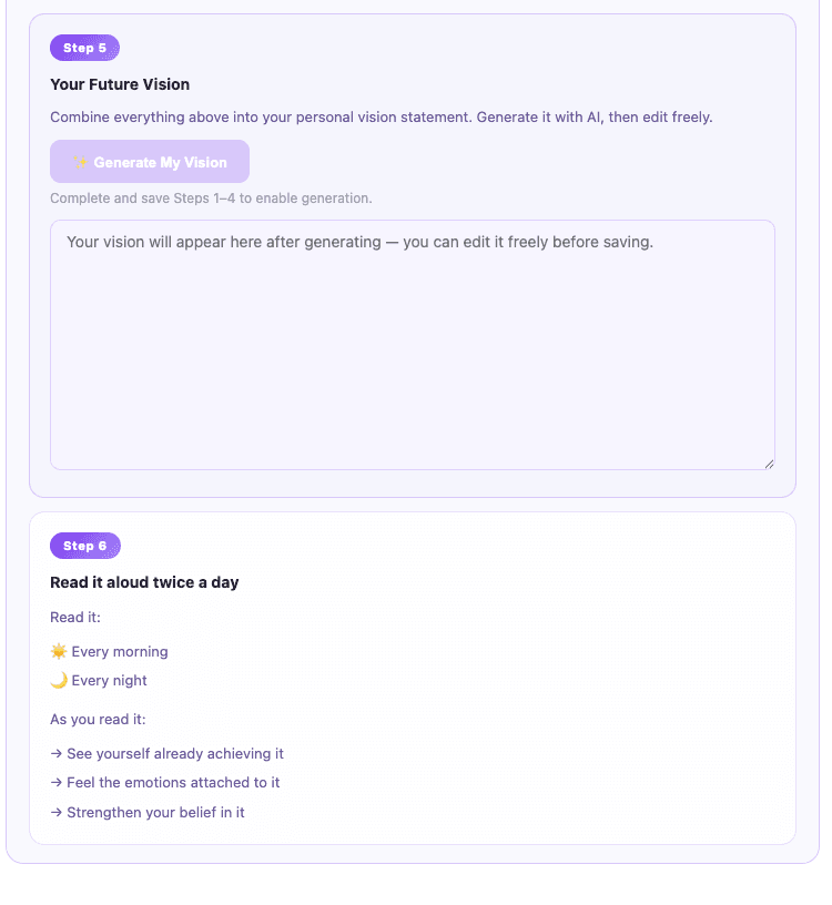 StarWho Future Vision generation and twice-daily reading routine